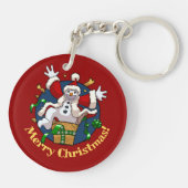 Funny Snowman Merry Christmas Surprise Cartoon Sleutelhanger (Achterkant)