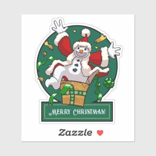 Funny Snowman Merry Christmas Surprise Cartoon Sticker (Vel)