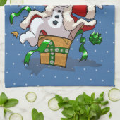 Funny Snowman Merry Christmas Surprise Cartoon Theedoek (Gevouwen)