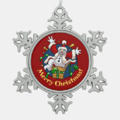 Funny Snowman Merry Christmas Surprise Cartoon Tin Sneeuwvlok Ornament (Voorkant)