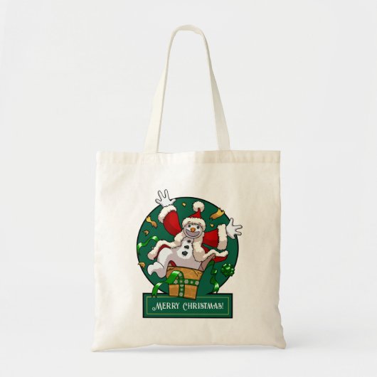 Funny Snowman Merry Christmas Surprise Cartoon Tote Bag (Voorkant)