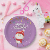 Funny Snowman Merry Kerstmis Papieren Bordje (Feest)