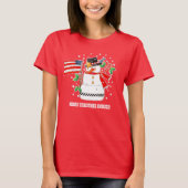 Funny Snowman met Amerikaanse vlag Kerstmis T-Shir T-shirt (Voorkant)