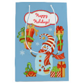 Funny Snowman met cadeaubonen kerstmis Medium Cadeauzakje (Voorkant)