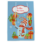 Funny Snowman met cadeaubonen kerstmis Medium Cadeauzakje (Achterkant)