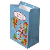 Funny Snowman met cadeaubonen kerstmis Medium Cadeauzakje (Achterkant Gekanteld)