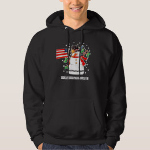Funny Snowman met de Amerikaanse vlag Kerstman Hoodie