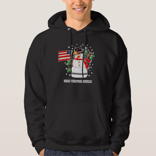 Funny Snowman met de Amerikaanse vlag Kerstman Hoodie (Voorkant)