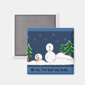 Funny Snowman met Gezegde Magneet (Voorkant / Achterkant)
