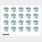 Funny Snowman met Hot Chocolate Cartoon Ronde Sticker (Vel)