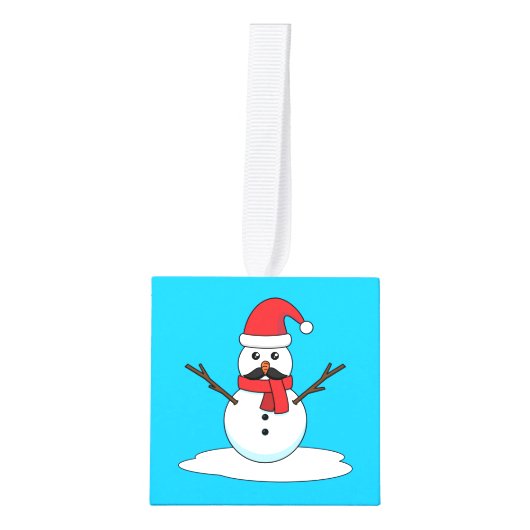 Funny Snowman met Mustache en Carrot Decoratie (Voorkant)