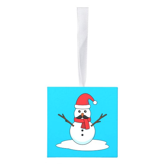 Funny Snowman met Mustache en Carrot Decoratie (Rechts)