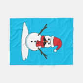 Funny Snowman met Mustache en Carrot Fleece Deken (Voorkant (Horizontaal))