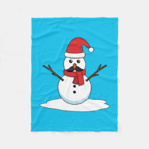 Funny Snowman met Mustache en Carrot Fleece Deken