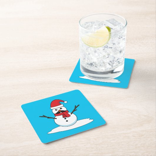 Funny Snowman met Mustache en Carrot Kartonnen Onderzetters (Insitu)