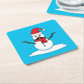 Funny Snowman met Mustache en Carrot Kartonnen Onderzetters (Schuin)