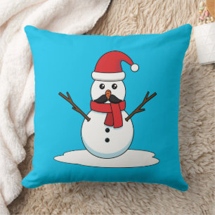 Funny Snowman met Mustache en Carrot Kussen