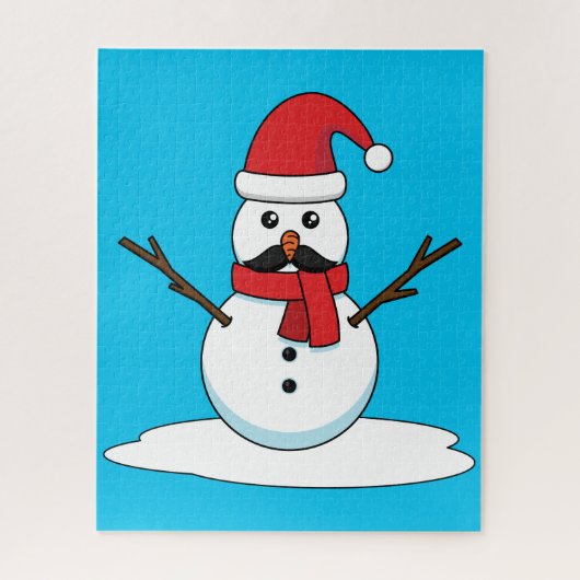 Funny Snowman met Mustache en Carrot Legpuzzel (Verticaal)