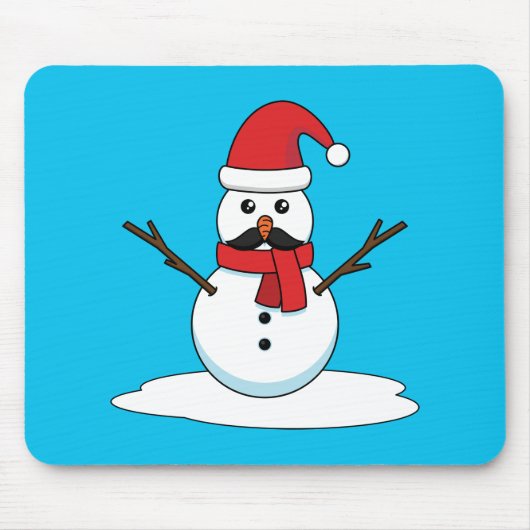 Funny Snowman met Mustache en Carrot Muismat (Voorkant)