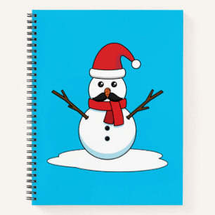 Funny Snowman met Mustache en Carrot Notitieboek