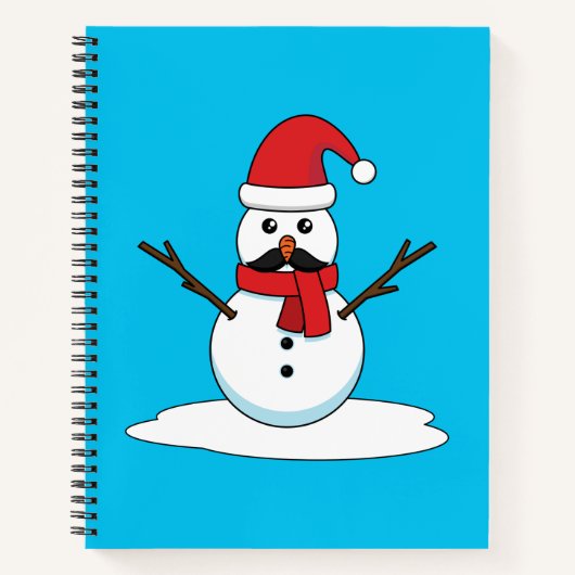 Funny Snowman met Mustache en Carrot Notitieboek (Voorkant)