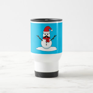 Funny Snowman met Mustache en Carrot Reisbeker