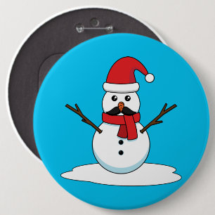 Funny Snowman met Mustache en Carrot Ronde Button 6,0 Cm