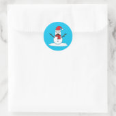 Funny Snowman met Mustache en Carrot Ronde Sticker (Tas)