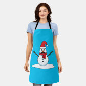 Funny Snowman met Mustache en Carrot Schort (Gedragen)