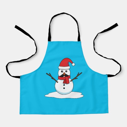 Funny Snowman met Mustache en Carrot Schort (Voorkant)