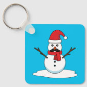Funny Snowman met Mustache en Carrot Sleutelhanger (Voorkant)