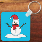 Funny Snowman met Mustache en Carrot Sleutelhanger (Achterkant)