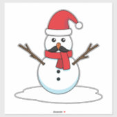 Funny Snowman met Mustache en Carrot Sticker (Vel)