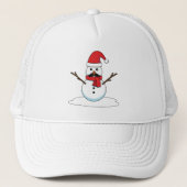 Funny Snowman met Mustache en Carrot Trucker Pet (Voorkant)