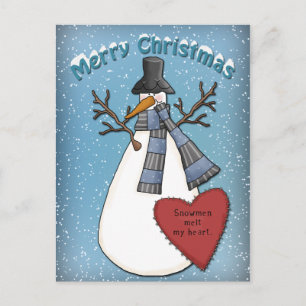 Funny Snowman met pet en sjaal Briefkaart