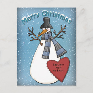 Funny Snowman met pet en sjaal Briefkaart