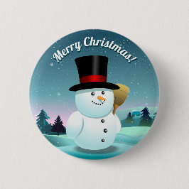 Funny Snowman met Pet van topfeels Ronde Button 5,7 Cm
