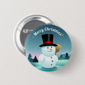 Funny Snowman met Pet van topfeels Ronde Button 5,7 Cm (Voorkant /achterkant)