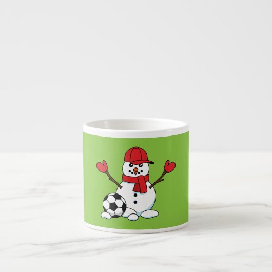Funny Snowman met Voetbal Espresso Kop (Voorkant)