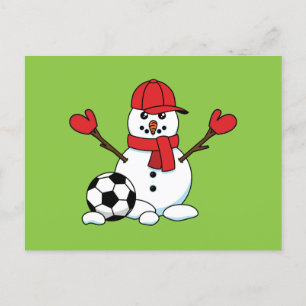 Funny Snowman met Voetbal Feestdagenkaart
