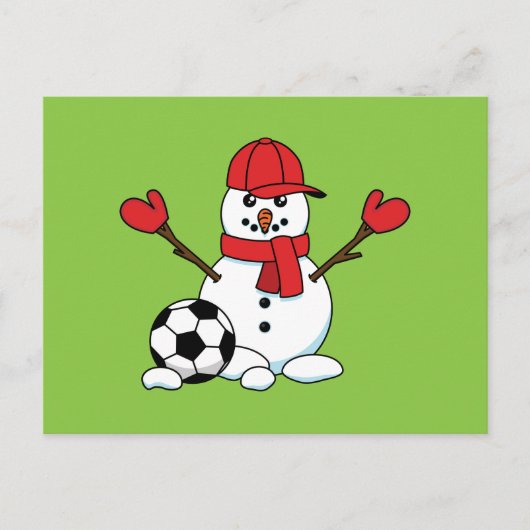 Funny Snowman met Voetbal Feestdagenkaart (Voorkant)