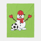 Funny Snowman met Voetbal Fleece Deken (Voorkant)