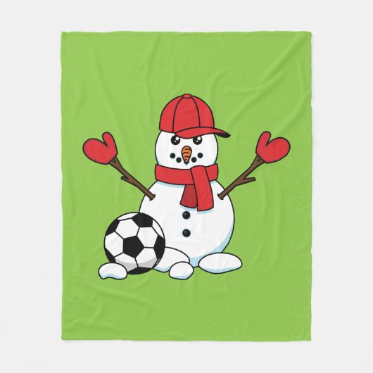 Funny Snowman met Voetbal Fleece Deken (Voorkant)