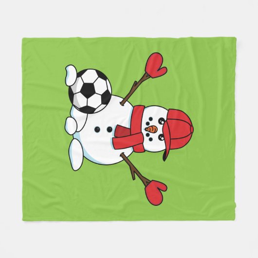 Funny Snowman met Voetbal Fleece Deken (Voorkant (Horizontaal))