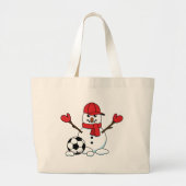 Funny Snowman met Voetbal Grote Tote Bag (Voorkant)
