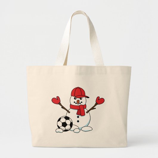 Funny Snowman met Voetbal Grote Tote Bag (Voorkant)