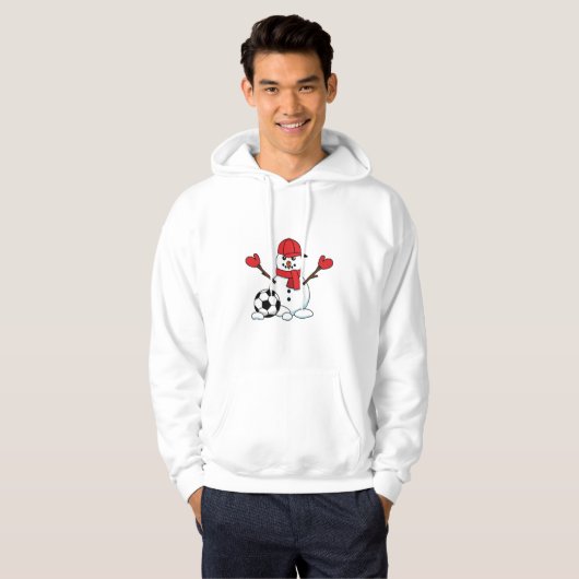 Funny Snowman met Voetbal Hoodie (Voorkant volledig)