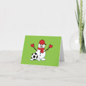 Funny Snowman met Voetbal Kaart (Voorkant)