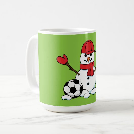 Funny Snowman met Voetbal Koffiemok (Voorkant links)