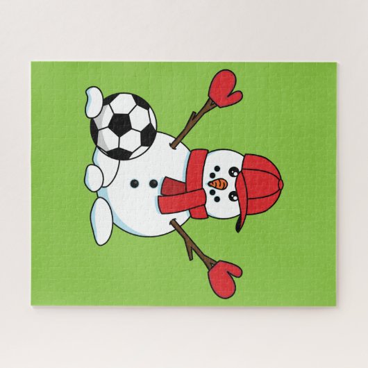 Funny Snowman met Voetbal Legpuzzel (Horizontaal)